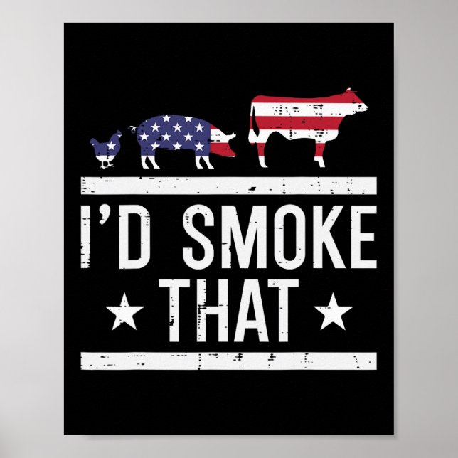 ID Grill that Chicken Gris Cow US Flagga Bbq Barbe Poster (Framsidan)