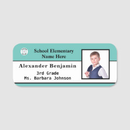 ID Identification Card Boy Child Photo Anpassnings Namnbricka