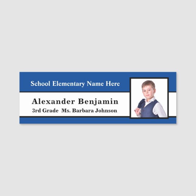 ID-identifiering för foto för Child Student Boy Gi Namnbricka (Framsida)