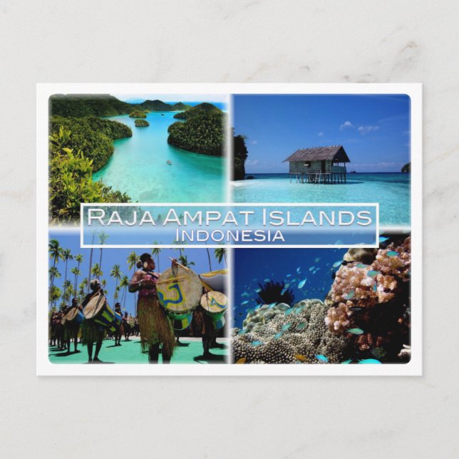 ID Raja Ampat-öarna - Penabuh Suling Tambur - Vykort (Framsida)