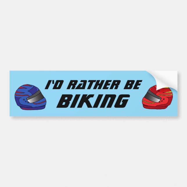 Id Rather Be Biking Fun Biker Motorcyclist Bildekal (Framsidan)