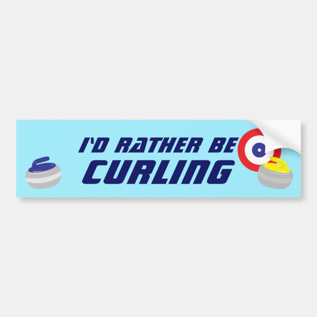 Id Rather Be Curling Fun Ice Sport Bildekal (Framsidan)