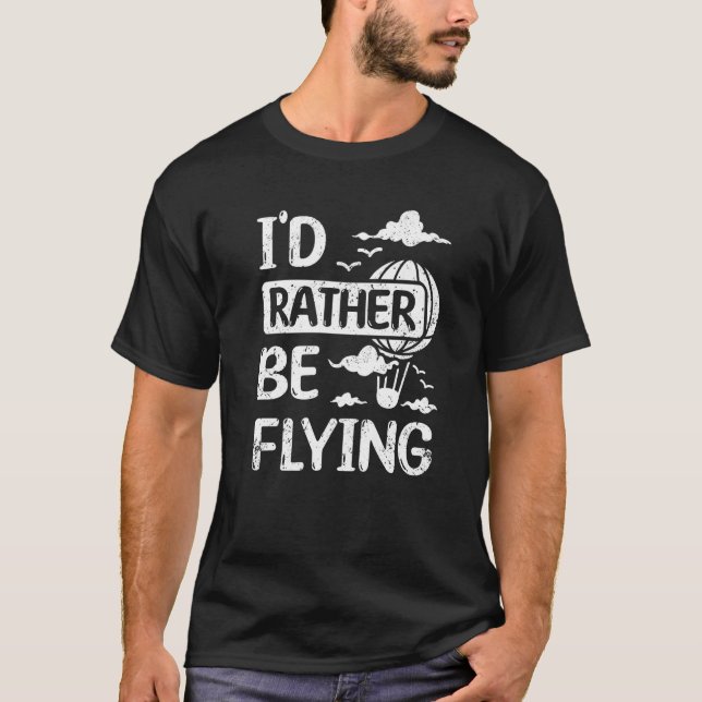 I'd rather be flying hot air balloon Premium T Shirt (Framsida)