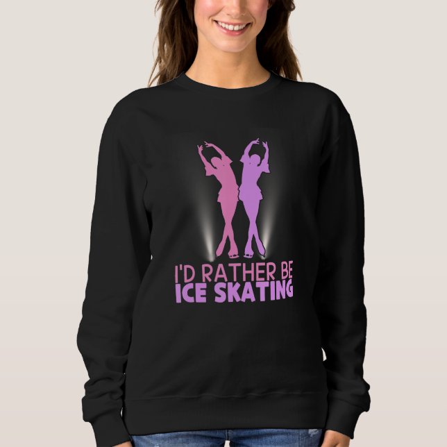 I'd Rather Be Ice Skating Figure Skater T Shirt (Framsida)