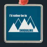 I'd Rather Be In Snoqualmie Washington Mountain Julgransprydnad Metall<br><div class="desc">Nestled in the foothills of the Cascade Mountains, Snoqualmie Washington serves as a premier gateway to high-octane adventures, ranging from technical downhill mountain biking at the Summit Bike Park to world-class rock climbing at the nearby Exit 32 and 38 crags. When winter arrives, the area transforms into a hub for...</div>