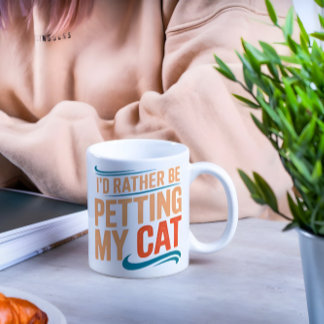 I'd Rather Be Petting My Cat Vintage Mug Två-Tonad Mugg