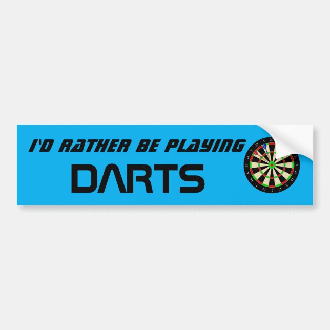 Id Rather Be Playing Darts Funny Dart Player Bildekal (Framsidan)