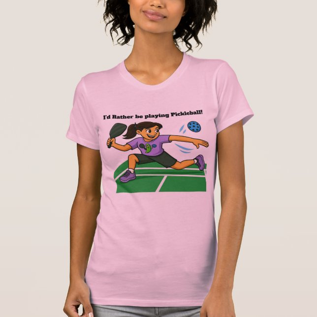 I'd Rather be playing pickleball T Shirt (Framsida)