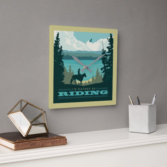 I'd Rather Be Riding Fyrkantig Klocka (Kontor)