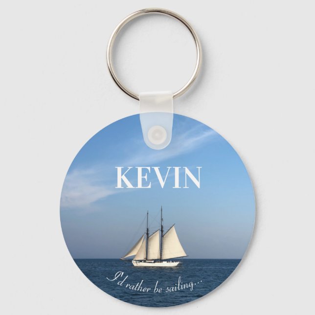 I'd Rather Be Sailing Keychain Gift Sailboat Nyckelring (Framsida)