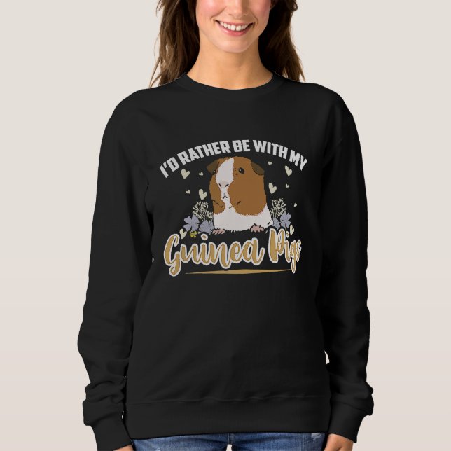 i'd rather be with my guinea pigs  Guinea Pig T Shirt (Framsida)