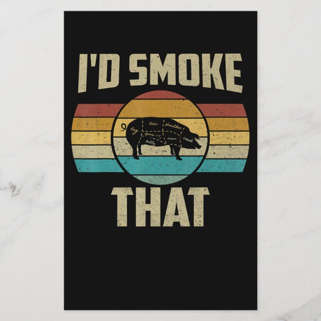 ID Röker den där fina Retro BBQ Gris Kött grill-gå Flygblad (Framsidan)
