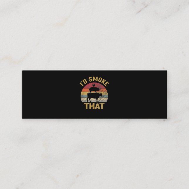 ID Röker den där futtiga BQ-galler i Kött Mini Visitkort (Framsida)