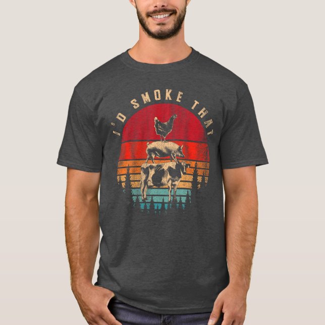 Id Rökhatt Rolig Rökt Kött BBQ Kock Grill gåva T Shirt (Framsida)