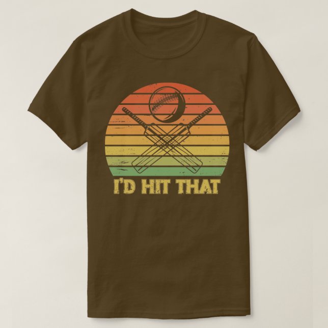 ID Slått för Retro Cricket Boll-racket T Shirt (Design framsida)
