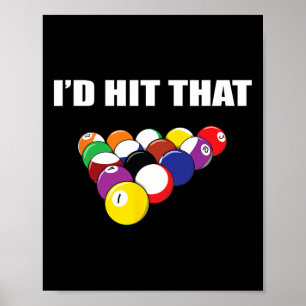 ID Slått som den noniga Bassäng Player T Shirt Bil Poster