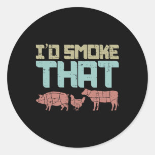 Id Smoke Gris Chicken Beef Funny Bbq Barbecue Gril Runt Klistermärke