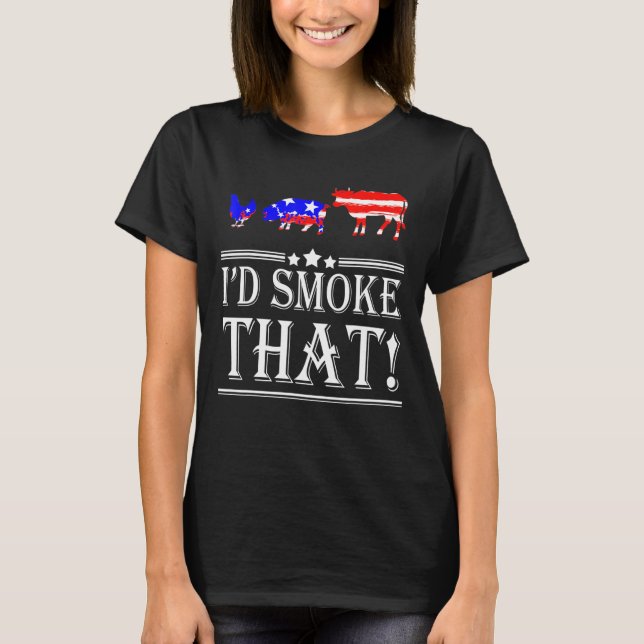 ID Smoke that Beef Chicken Gris Kött Barbecue Usa T Shirt (Framsida)