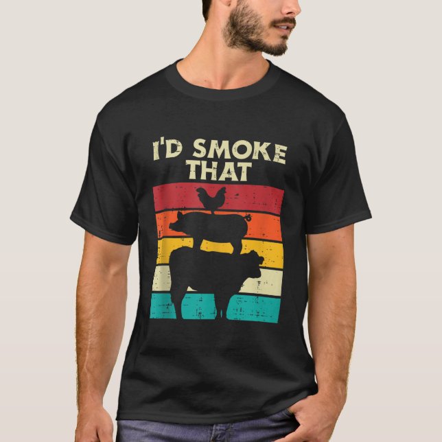 ID Smoke that Chicken Gris Beef Retro Kött Bq Gri T Shirt (Framsida)