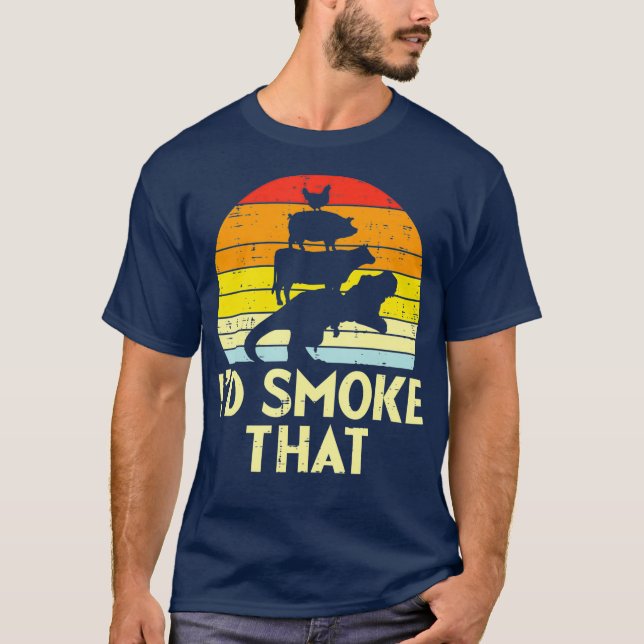 Id Smoke That Chicken Pork Beef Tre Retro Bbq T Shirt (Framsida)