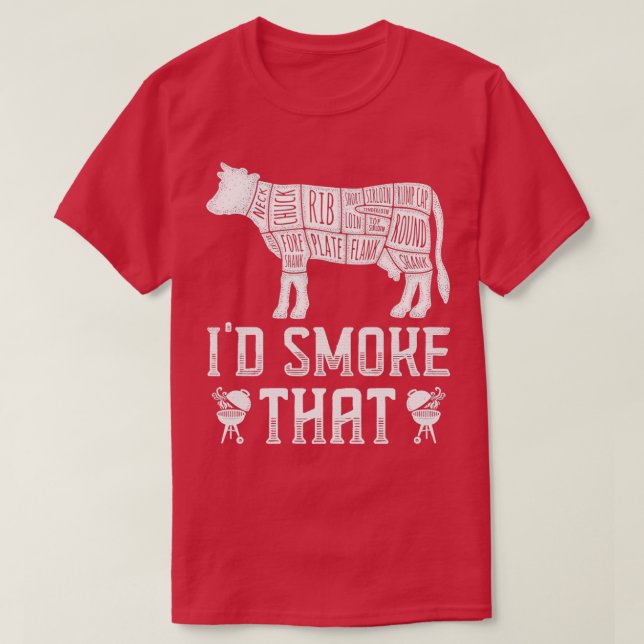 ID Smoke that Cow BBQ for Grillmasters Far T Shirt (Design framsida)