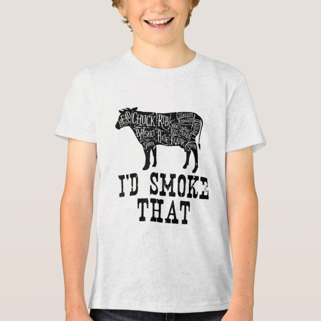 Id Smoke that Cow - Grillmasters Apparat for Bbq L T Shirt (Framsida)