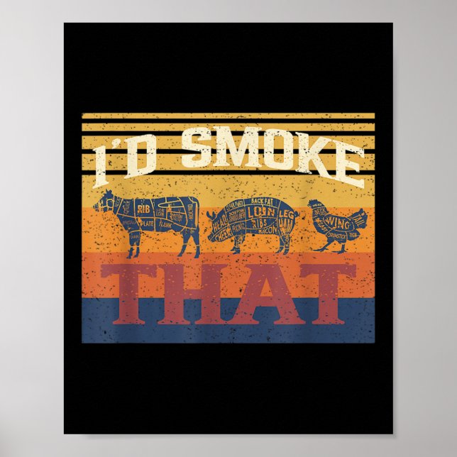 Id Smoke that fny Bbq Barbecue Kött Grilling Smo Poster (Framsidan)