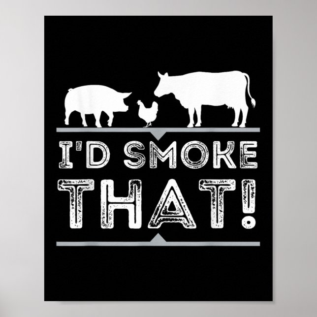 ID Smoke that fny Bbq Smoker Barbecue Pitmaster Poster (Framsidan)