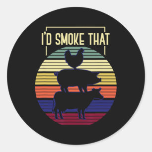 ID Smoke that Retro Barbecue Runt Klistermärke