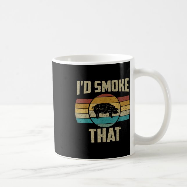 ID Smoke that Shirt Funny Retro Bbq Gris Kött Gril Kaffemugg (Höger)