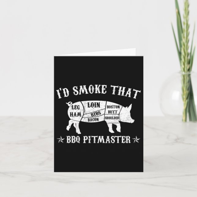 ID Smoke that T Shirt Gris Pitmaster Funny Bbq Smo Kort (Framsida)