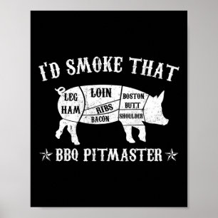 ID Smoke that T Shirt Gris Pitmaster Funny Bbq Smo Poster