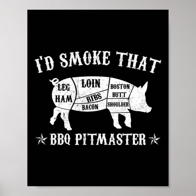 ID Smoke that T Shirt Gris Pitmaster Funny Bbq Smo Poster (Framsidan)