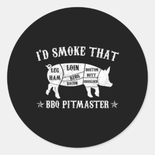 ID Smoke that T Shirt Gris Pitmaster Funny Bbq Smo Runt Klistermärke