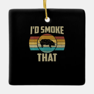 ID Smoke that underliga Retro BBQ Gris Kött Grill Julgransprydnad Keramik