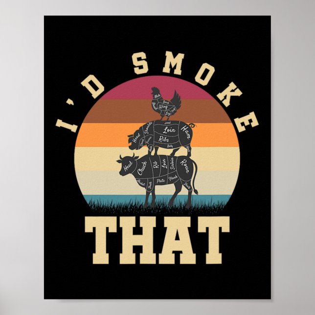 Id Smoke that underligt rökt Gris Kött BBq Gif Poster (Framsidan)