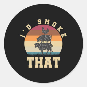 Id Smoke that underligt rökt Gris Kött BBq Gif Runt Klistermärke