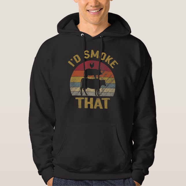 ID Smoke that underny BBQ Kött Smoker Grill Gift Hoodie (Framsida)
