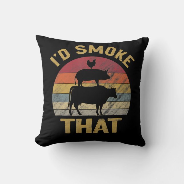 ID Smoke that underny BBQ Kött Smoker Grill Gift Kudde (Framsida)