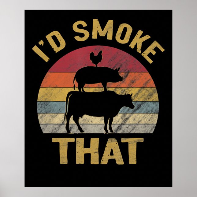 ID Smoke that underny BBQ Kött Smoker Grill Gift Poster (Framsidan)