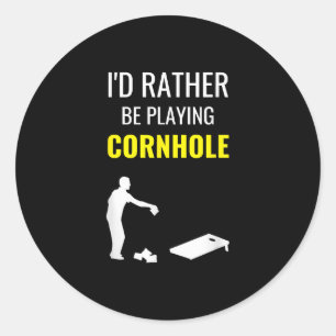 ID spelar i stället Cornhole Funny Cornhole Gift Runt Klistermärke