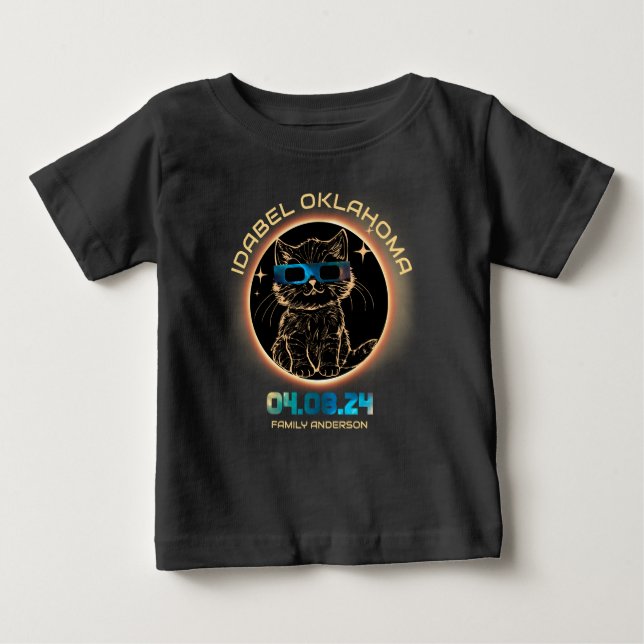 Idabel Oklahoma Total solförmörkelse 2024 Kattälsk T Shirt (Framsida)
