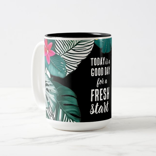 Idag är en nystart för Motiveringsoffert för Bra D Två-Tonad Mugg (Framsida vänster)