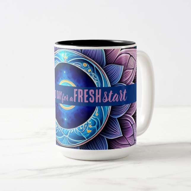 Idag är en nystart för Motiveringsoffert för Bra D Två-Tonad Mugg (Framsida höger)