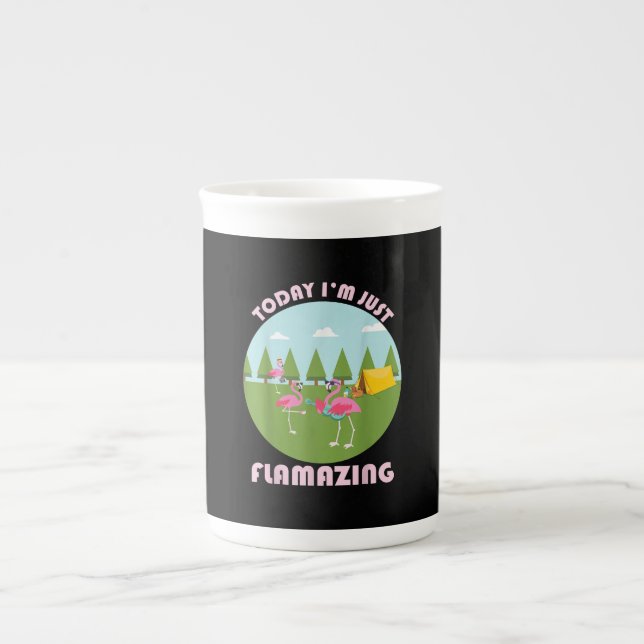 Idag är jag bara flamazing Flamingo spelar Guitar Benporslin Mugg (Framsidan)