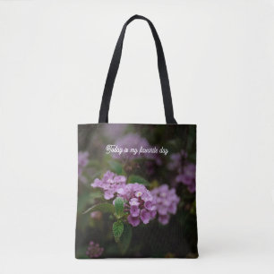 Idag är min favoritdag - Dämpad lila blomster Tygkasse
