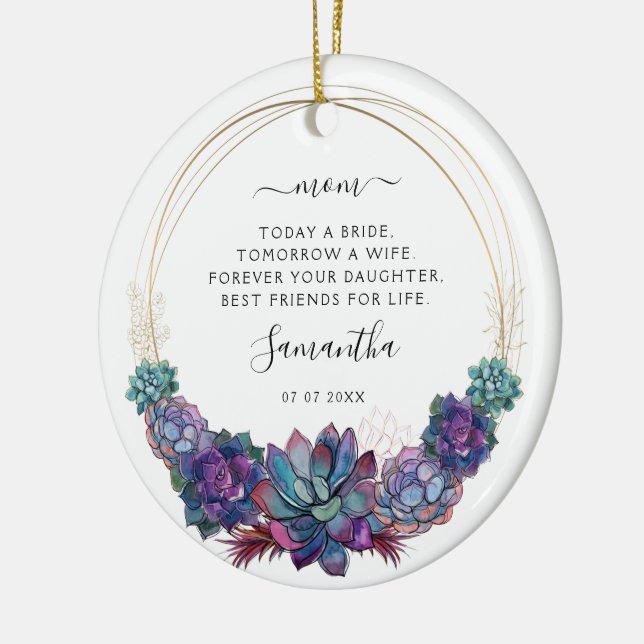 Idag en brid Budens mamma Photo Succulent Julgransprydnad Keramik (Vänster)