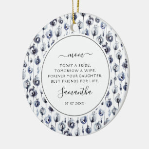 Idag en Bride Budens mamma Photo Blommigt Julgransprydnad Keramik