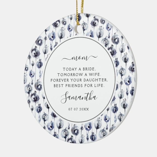 Idag en Bride Budens mamma Photo Blommigt Julgransprydnad Keramik (Vänster)