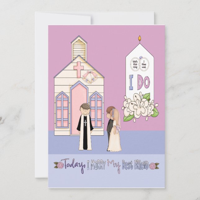 Idag gifter jag mig med min bästa vän inbjudningar (Framsida)